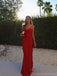 Elegant Spaghetti Straps Mermaid Red Long Evening Prom Dress Online, OL093