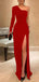 Elegant One Shoulder Long Sleeve Side Slit Evening Prom Dress Online, OL086