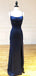 Elegant Spaghetti Straps Mermaid Side Slit Royal Blue Evening Prom Dress Online, OL097