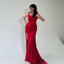 Elegant Straps Mermaid Side Slit Satin Red Long Bridesmaid Dresses Online, BG809