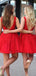 Elegant V-neck A-line Tulle Red Short Homecoming Dresses Online, HD0727