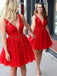 Elegant V-neck A-line Tulle Red Short Homecoming Dresses Online, HD0727