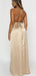 Simple Spaghetti Straps V-neck Side Slit Satin Bridesmaid Dresses, BG512