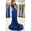 Elegant Satin Off Shoulder Side Slit Mermaid Long Bridesmaid Dresses with Trailing, BG624