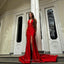 Elegant Deep V-neck Mermaid Side Slit Long Bridesmaid Dresses Online, BG445