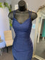 Sparkly Spaghetti Straps V-neck Mermaid Dusty Blue Homecoming Dresses Online, HD0777