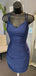 Sparkly Spaghetti Straps V-neck Mermaid Dusty Blue Homecoming Dresses Online, HD0777