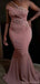 Elegant One Shoulder Mermaid Applique Blush Jersey Bridesmaid Dresses Online, BG493