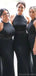 Elegant Halter Mermaid Sleeveless Black Bridesmaid Dresses, BG513