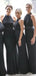 Elegant Halter Mermaid Sleeveless Black Bridesmaid Dresses, BG513