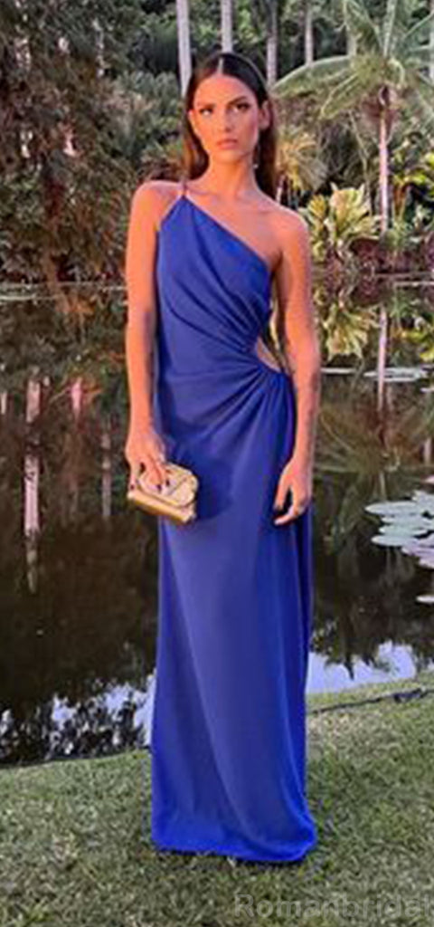 Sexy One Shoulder A-line Sleeveless Royal Blue Evening Prom Dress Online, OL102
