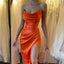 Elegant Sleeveless Mermaid Side Slit Ivory Satin Bridesmaid Dresses Online, BG502