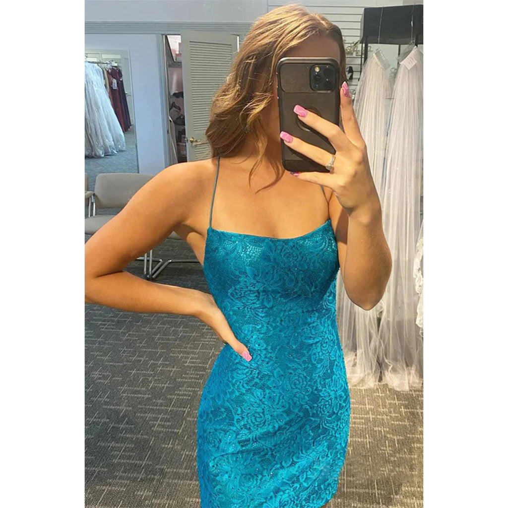 Elegant Spaghetti Straps Square Neck Mermaid Homecoming Dresses Online, HD0672