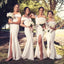 Elegant Off the Shoulder Side Slit Long Satin Bridesmaid Dresses, BG514