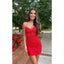 Elegant Halter Mermaid Red Lace Short Homecoming Dresses Online, HD0649