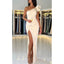 Elegant Satin One Shoulder Side Slit Mermaid Long Bridesmaid Dresses Online, BG626