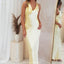 Simple Halter Mermaid Backless Daffodil Bridesmaid Dresses, BG527