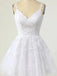 Elegant Spaghetti Straps A-line Applique White Short Homecoming Dresses Online, HD0719