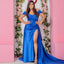 Elegant Off Shoulder Mermaid Satin Royal Blue Side Slit Long Bridesmaid Dresses Online, BG805