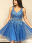 Elegant V-neck A-line Applique Tulle  Homecoming Dresses Online, HD0710