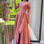 Elegant Off the Shoulder A-line Side Slit Satin Bridesmaid Dresses Online, BG495