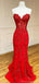 Simple Sweetheart Mermaid Red Applique Evening Prom Dress Online, OL075