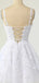 Elegant Spaghetti Straps A-line Applique White Short Homecoming Dresses Online, HD0719