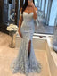 Elegant Off Shoulder Mermaid Side Slit Applique Tulle Long Prom Dress Online, OL242