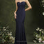 Elegant Sweetheart Mermaid Sleeveless Dark Navy Applique Satin Bridesmaid Dresses Online, BG496