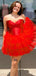 Elegant Sweetheart A-line Tulle Red Short Homecoming Dresses Online, HD0750