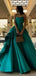 Elegant Straight Neck A-line Green Satin Evening Prom Dress Online, OL111