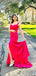 Elegant Straps Mermaid Side Slit Satin Bridesmaid Dresses Online, BG480