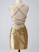 Elegant Spaghetti Straps Mermaid V-neck Short Satin Homecoming Dresses Online, HD0737