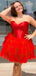 Elegant Sweetheart A-line Tulle Red Short Homecoming Dresses Online, HD0750