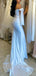 Elegant Off Shoulder Mermaid Side Slit White Satin Bridesmaid Dresses Online, BG567