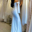 Elegant Off Shoulder Mermaid Side Slit White Satin Bridesmaid Dresses Online, BG567