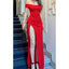 Elegant Off Shoulder Mermaid Side Slit Jersey Long Bridesmaid Dresses Online, BG651