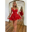 Elegant Straps A-line Tulle Short Red Homecoming Dresses Online, HD0674