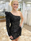 Sparkly Mermaid Long Sleeve Black Short Homecoming Dresses Online, HD0769