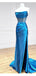 Elegant Satin Illusion Straight Neck Side Slit Mermaid Long Bridesmaid Dresses Online, BG628