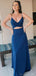 Sexy Spaghetti Straps V-neck A-line Two Pieces Long Evening Prom Dress Online, OL115