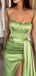 Elegant Sweetheart Spaghetti Straps Mermaid Side Slit Satin Long Bridesmaid Dresses with Trailing, BG601