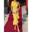 Elegant One Shoulder Mermaid Asymmetric Lemon Long Bridesmaid Dresses Online, BG797