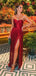 Elegant Sweetheart A-line Sleeveless Burgundy Long Evening Prom Dress with Side Slit, OL116