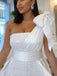 Elegant One Shoulder Mermaid Satin White Long Prom Dress Online, OL269