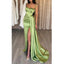 Elegant Sweetheart Spaghetti Straps Mermaid Side Slit Satin Long Bridesmaid Dresses with Trailing, BG601