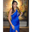 Elegant One Shoulder Mermaid Side Slit Satin Royal Blue Long Bridesmaid Dresses Online, BG811