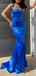 Sexy Satin Spaghetti Straps Mermaid Long Royal Blue Bridesmaid Dresses Online, BG629