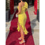 Elegant One Shoulder Mermaid Asymmetric Lemon Long Bridesmaid Dresses Online, BG797