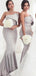 Sexy Mermaid Sleeveless Silver Satin Bridesmaid Dresses Online, BG504
